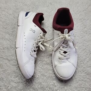 On Running White and Burgundy Men's Shoes